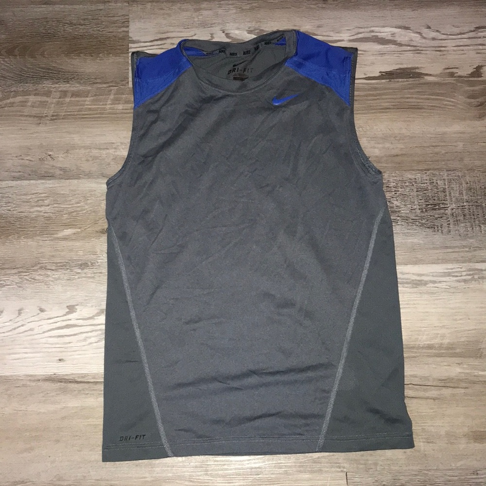 Nike dri fit sleeveless tshirt grey and blue size small
